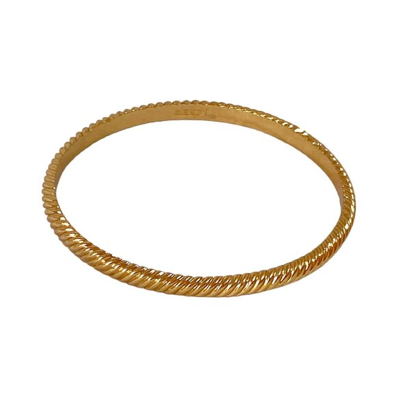 J Crew Bracelet S/M Yellow Gold Plated Bangle Skinny Textured Stackable Y2K VSCO - Picture 6 of 16